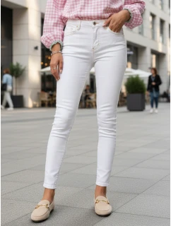 Jeansy damskie skinny z wysokim stanem białe model 22016704 - FashionStreet