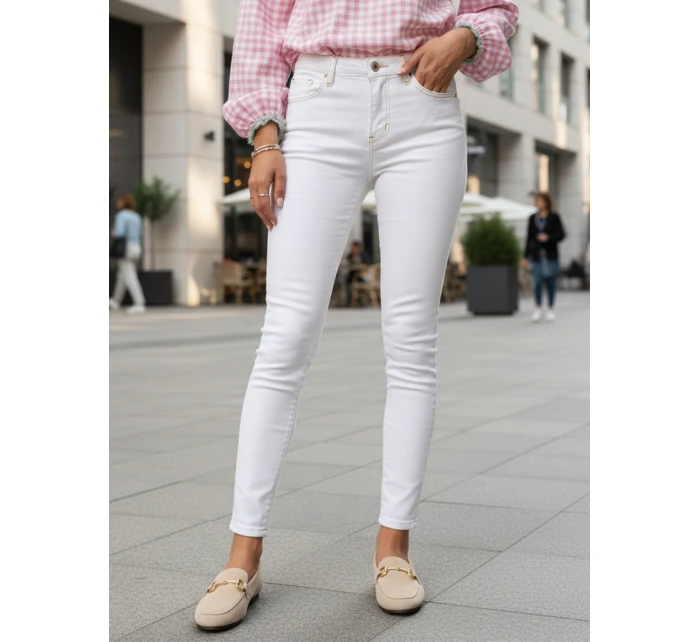 Jeansy damskie skinny z wysokim stanem białe model 22016704 - FashionStreet