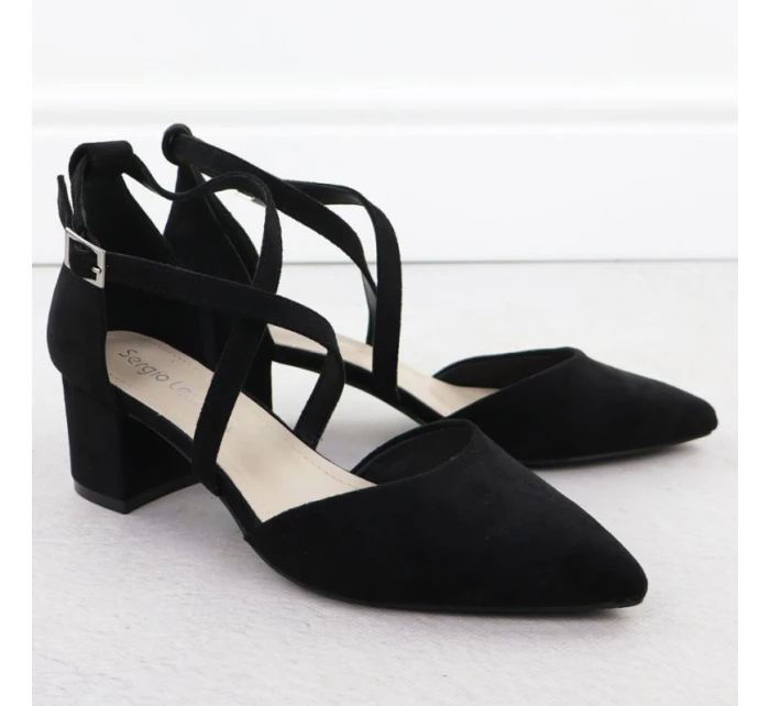 Dámské černé sandály na jehlovém podpatku Sergio model 21905051 - LEONE