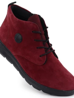 Dámské semišové kožené boty vínové model 21905277 - Rieker