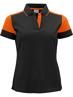 Printer Prime Polo Women Dámske piqué polo z hrubej bavlny 61.5025 čierna/oranžová