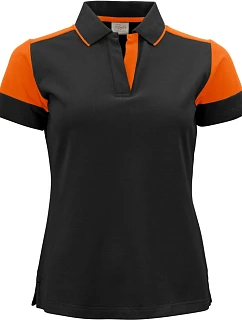 Printer Prime Polo Women Dámske piqué polo z hrubej bavlny 61.5025 čierna/oranžová