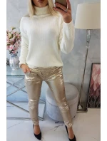 Dvojvrstvové velúrové nohavice béžové