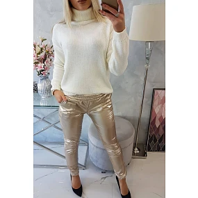 model 18745578 velurové kalhoty béžové - K-Fashion
