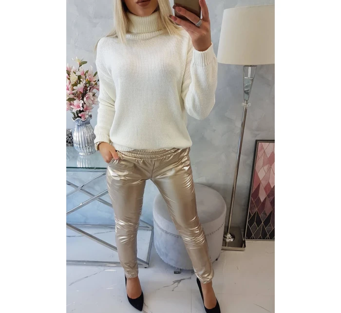 Dvojvrstvové velúrové nohavice béžové