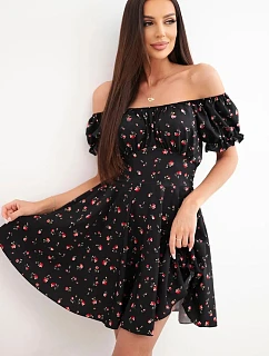 Dámské šaty s s volánkem a výstřihem černá model 22205811 - K-Fashion