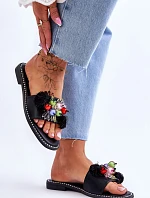 Klapki Z Ozdobnymi Koralikami S.Barski KV-2775-47 Czarne