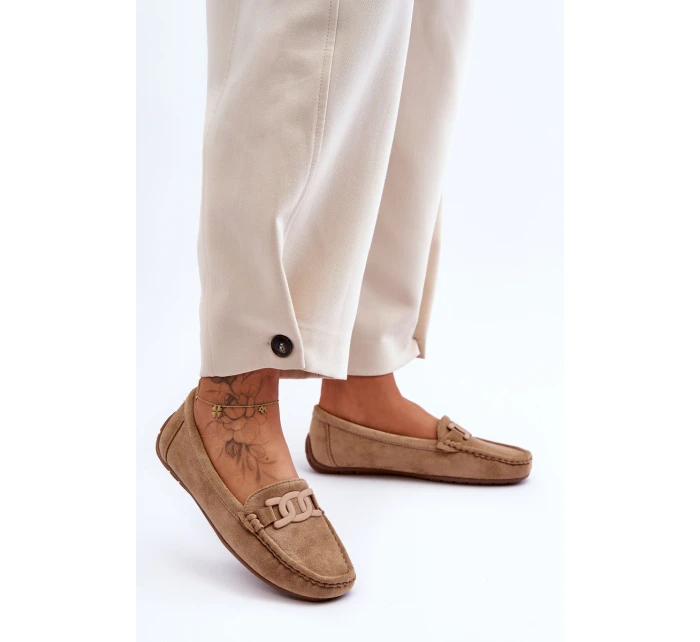 Dámské módní semišové mokasíny hnědé model 21625598 - Boto
