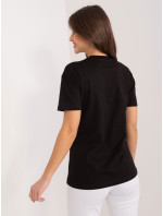 Čierne bavlnené tričko s aplikáciami