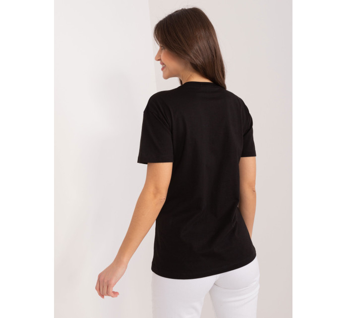 Čierne bavlnené tričko s aplikáciami