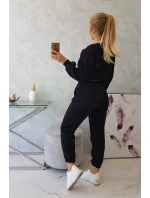Zateplená súprava s krátkou mikinou čierna