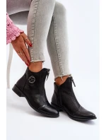 Damskie Botki Na Płaskim Obcasie Z Zamkiem Czarne Loratie Damskie Botki Na Płaskim Obcasie Z Zamkiem Czarne Loratie