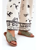 Płaskie Sandały Z Ozdobą Zielone Haliones Płaskie Sandały Z Ozdobą Zielone Haliones