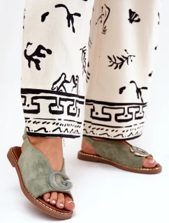 Ploché sandály se zdobením zelené model 21685707 - Boto