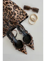 Lodičky s patou a pásky leopardí hnědé model 21711779 - Boto