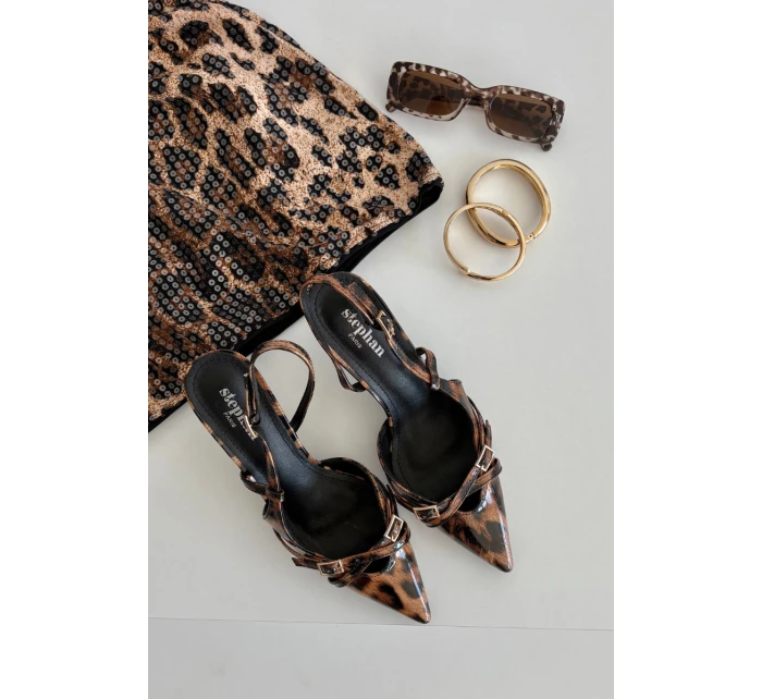 Lodičky s patou a pásky leopardí hnědé model 21711779 - Boto
