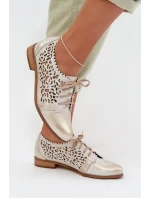 Kožené síťované dámské polobotky model 22027688 zlaté - Zazoo