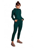 B243 Nohavice s rovnou nohavicou a okami - tmavo zelené