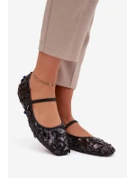 Dámske baleríny Terlina zdobené flitrami - čierne