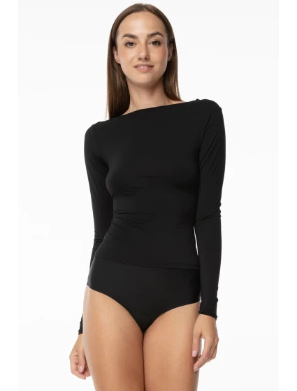 Dámské bezešvá košilka s dlouhým rukávem Simple Longsleeve Černá - Julimex