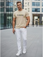 Tshirt męski z nadrukiem beżowy model 22182653 - FashionStreet