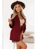 model 21796738 Dámské klasické sako s nabíranými rukávy vínové - numoco basic model 21796738 Dámské klasické sako s nabíranými rukávy vínové - numoco basic