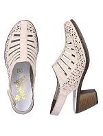 Kožené sandály na podpatku W model 22050556 beige - Rieker Kožené sandály na podpatku W model 22050556 beige - Rieker