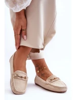 Damskie Klasyczne Zamszowe Mokasyny Beżowe Corinell