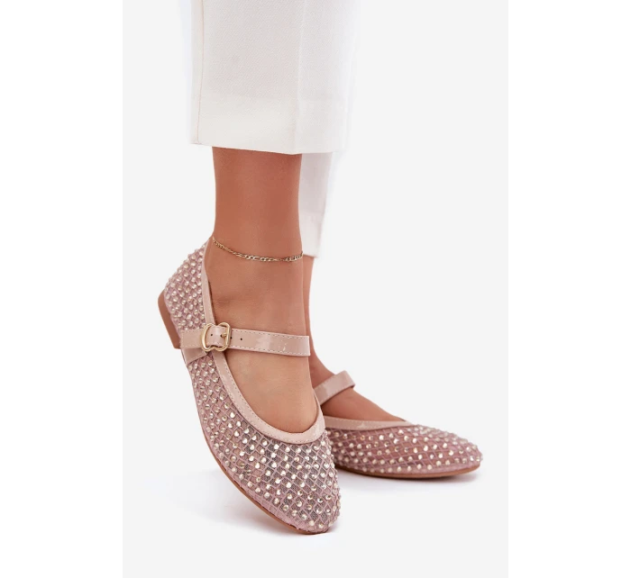 Zdobené Dámské Baletky S Páskem A Přezkou Béžové model 21702798 - Boto