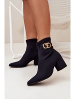 Dámské Botky Na Podpatku Se Zlatým Detalem model 21703508 Černé - Zazoo
