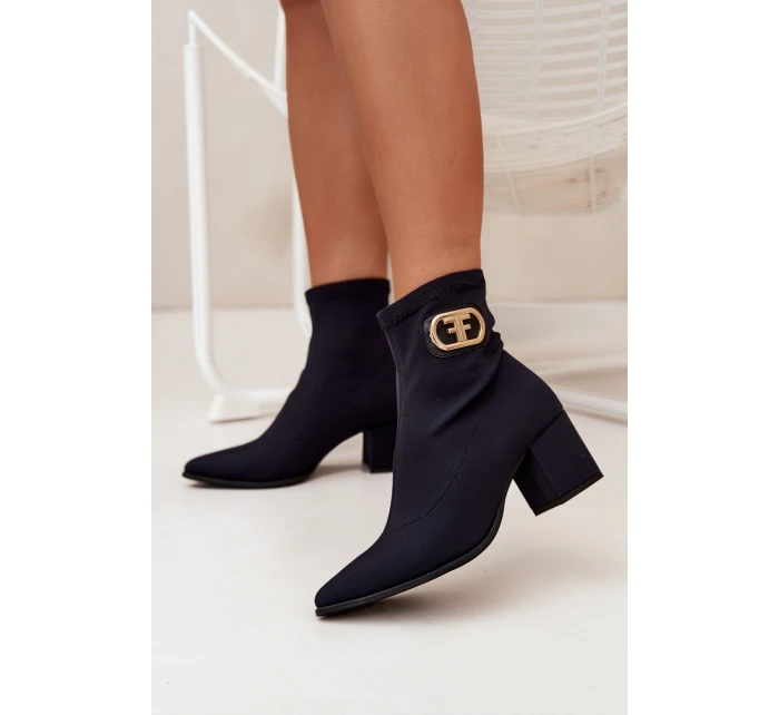 Dámské Botky Na Podpatku Se Zlatým Detalem model 21703508 Černé - Zazoo