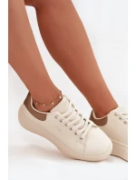 Sneakersy Damskie Na Platformie Big Star SS274246 Jasnobeżowe Sneakersy Damskie Na Platformie Big Star SS274246 Jasnobeżowe