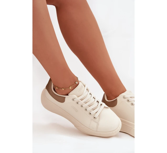 Sneakersy Damskie Na Platformie Big Star SS274246 Jasnobeżowe Sneakersy Damskie Na Platformie Big Star SS274246 Jasnobeżowe