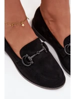 Mokasyny Damskie Z Ozdobnym Detalem Eko Zamszowe Czarne Ambria Mokasyny Damskie Z Ozdobnym Detalem Eko Zamszowe Czarne Ambria