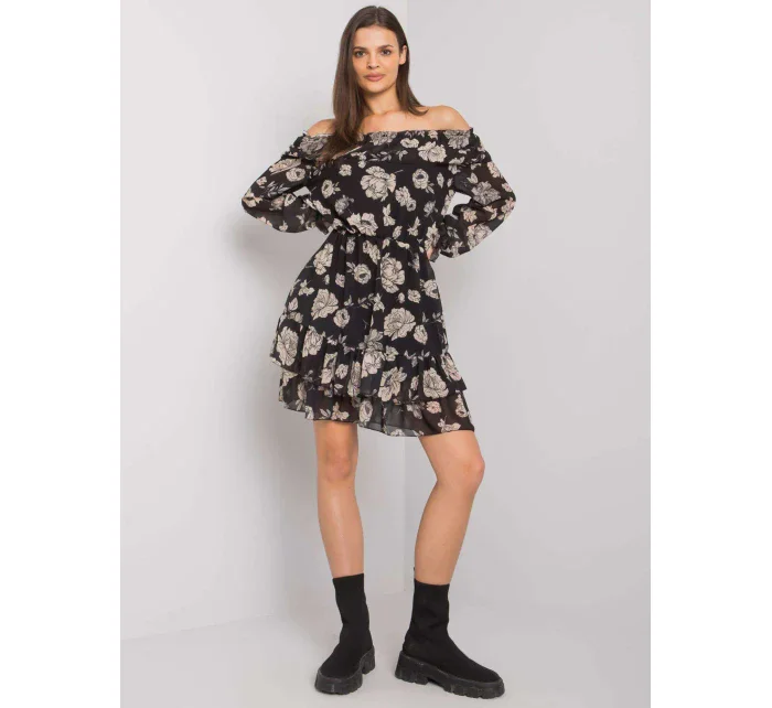 Šaty DHJ SK 15015.56P čierna a béžová