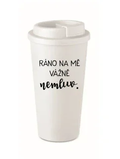 RÁNO NA MĚ VÁŽNĚ NEMLUV. - bílý termohrnek 475 ml