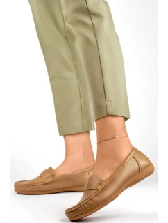 Dámské boty Mokasíny Tmavě béžová model 20081249 - Inello