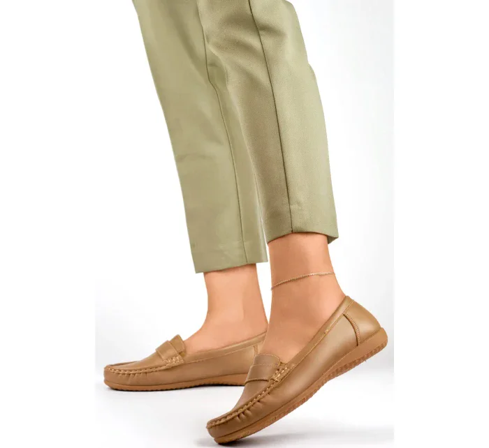 Dámske mokasíny B-3215 Dark beige - Gelteo