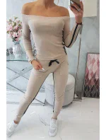 Súprava s dvojitými pruhmi béžová+čierna Súprava s dvojitými pruhmi béžová+čierna