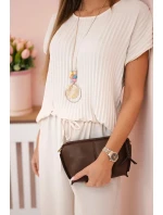 Viskózový set plisovaná blúzka + nohavice béžová Viskózový set plisovaná blúzka + nohavice béžová