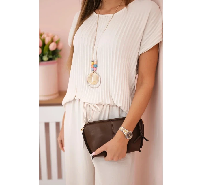 Viskózový set plisovaná blúzka + nohavice béžová Viskózový set plisovaná blúzka + nohavice béžová