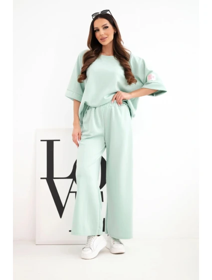 Dámský máslový komplet z viskózy mikina a široké kalhoty model 22147886 - K-Fashion