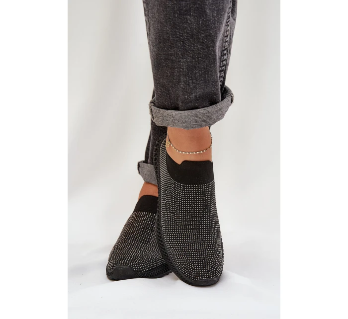 Wsuwane Buty Sportowe Damskie Ze Zdobieniem D&A TW121 Czarne Wsuwane Buty Sportowe Damskie Ze Zdobieniem D&A TW121 Czarne