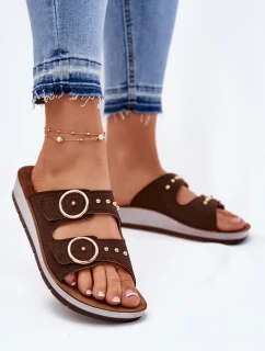 Pohodlné dámské pantofle model 21697973 hnědé - Inblu