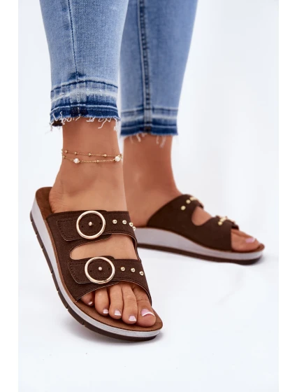 Wygodne Klapki Damskie Inblu CP000054 Brązowe