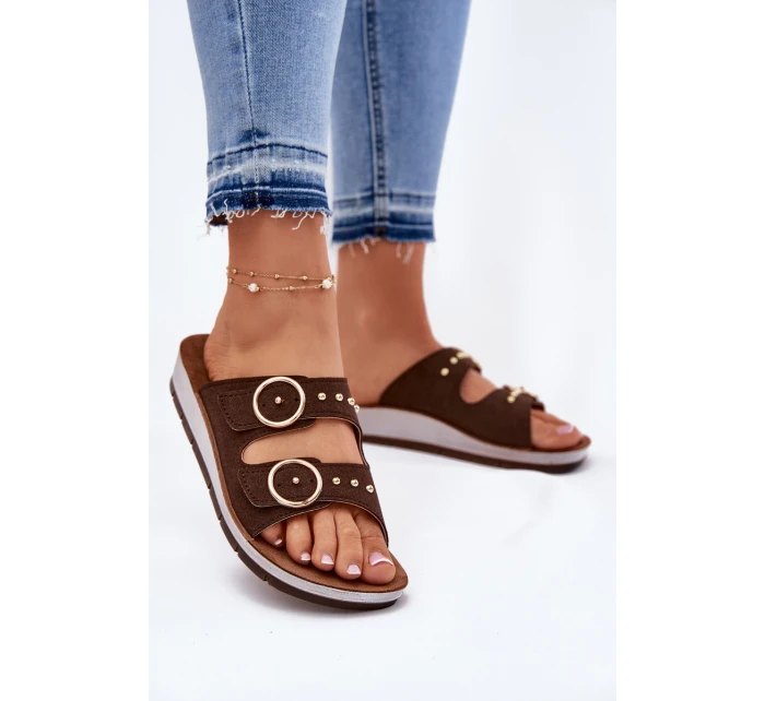 Wygodne Klapki Damskie Inblu CP000054 Brązowe