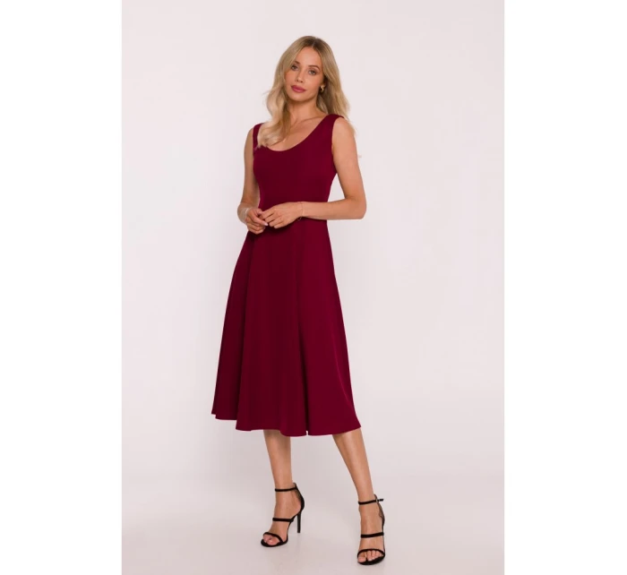 S424 Fit & flare šaty - bordové