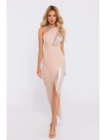 Maxi šaty ze látky béžové  model 21946802 - Moe