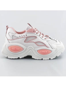 Bielo-ružové dámske športové topánky s vysokou podrážkou (RA15)