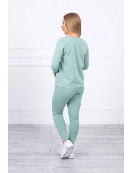 Sada s knoflíkovým výstřihem tmavě mátová Sada s knoflíkovým výstřihem tmavě mátová